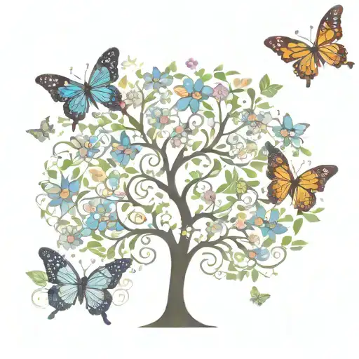 Tree Of Life Butterfly Flowers Lulu