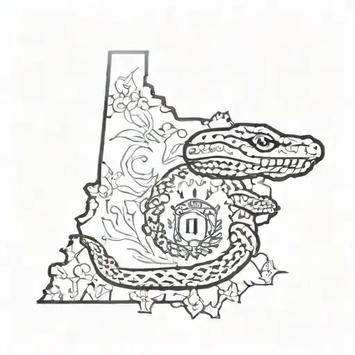 State Of Indiana Outline With A Snake Wrapping Around It