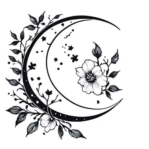 Moon And Flowers