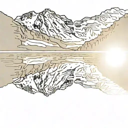 Lake Sun Reflection With Mountains