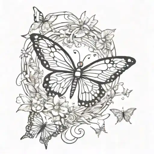 Angel Wings With A Butterfly And Dragonfly Surrounded