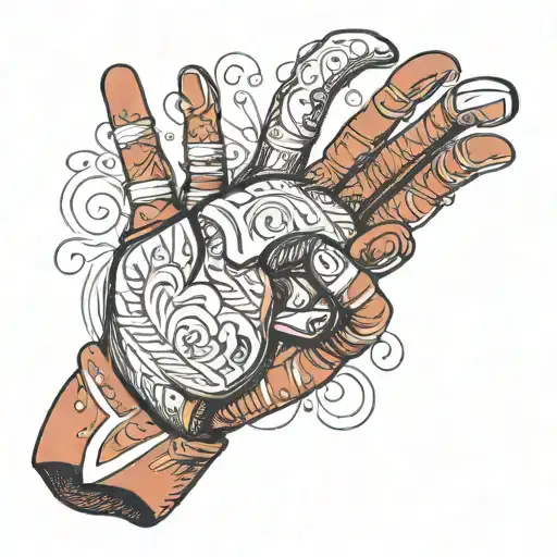 Red Female Gloves Doing A Heart