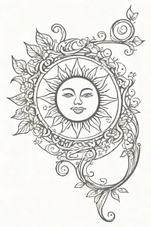 Sun With Stars And Vines