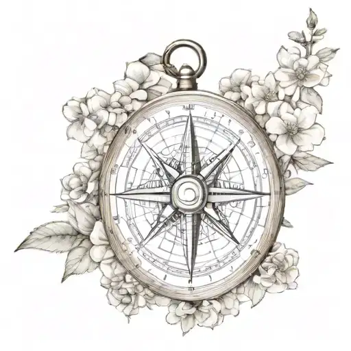 Compass And Flowers