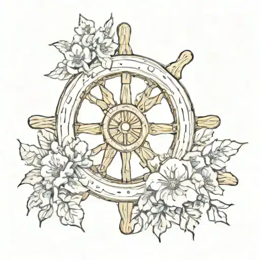 Ships Wheel With Birth Flowers Of November July January April