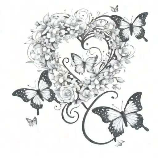 Love Hearts Butterflies Flowers Infinity