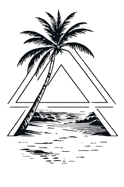 Beach Scene With Palm Trees Triangle