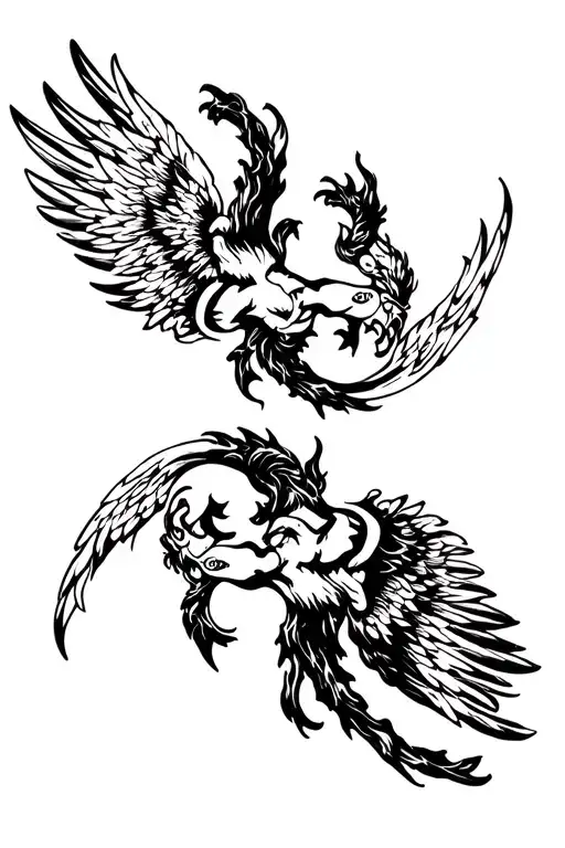 Paired Tattoo Angel And Demon