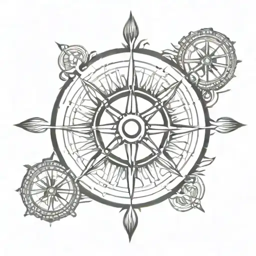 Dharma Wheel Sailing Ship Wheel Compass Symmetrical