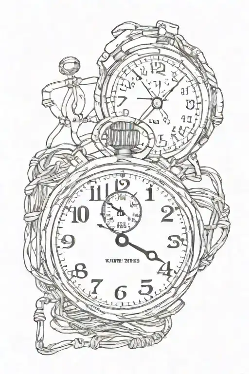 Christian Cross And A Stopwatch In Wire