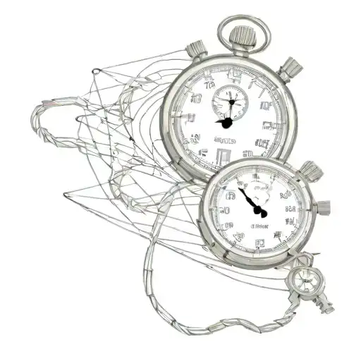 Christian Cross And A Stopwatch In Wire