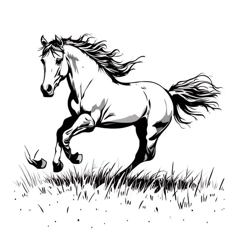 Horse Galloping Through A Field
