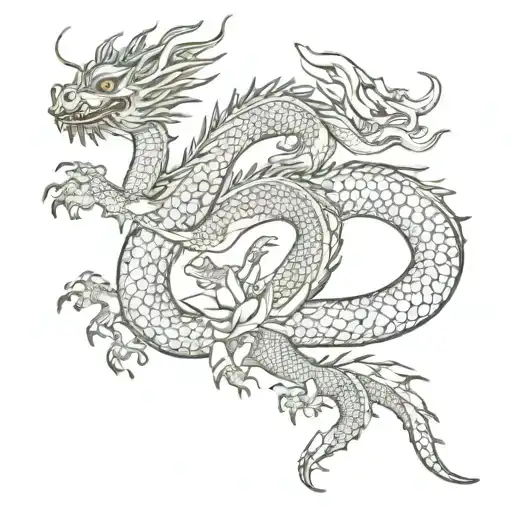 Redline Vertical Eastern Dragon With Lotus