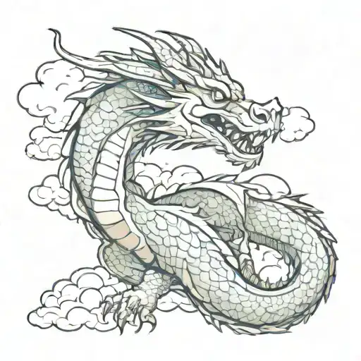 Dragon With Clouds On The Sides