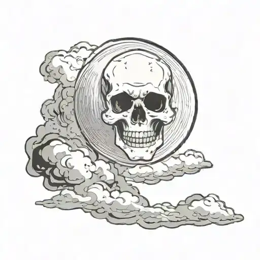 A Moon With A Skull Face And Clouds Surrounding