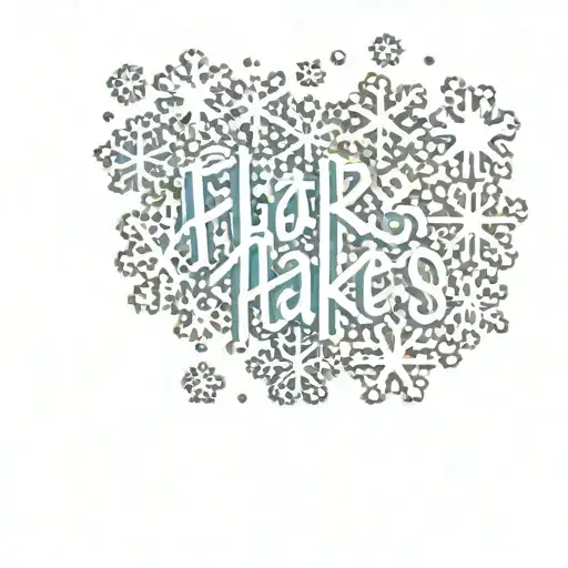 The Word Flakes In Cursive Font With Random Snowflakes Falling