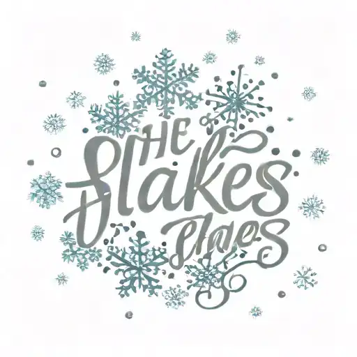 The Word Flakes In Cursive Font With Random Snowflakes Falling