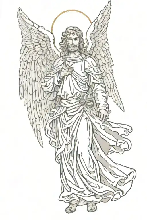 St Uriel With Background Angel Wings