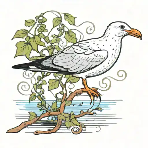Seagull Holding Vine