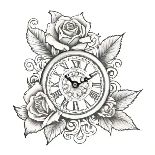 Half Roman Clock Half Rose