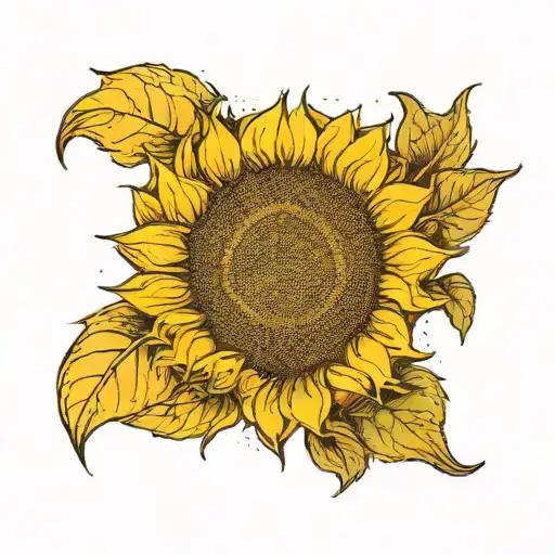 Half Sunflower And Half Sun