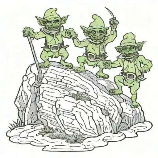 Three Goblins Dancing On The Top Of A Mountain