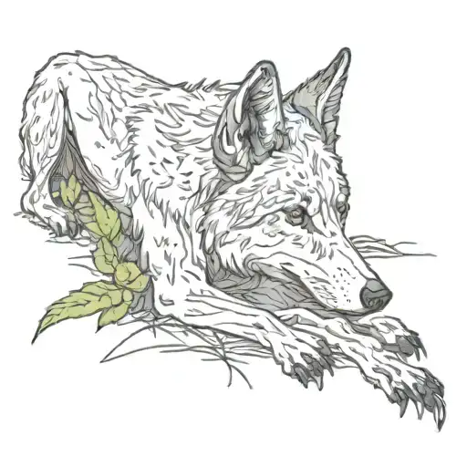 Dead Wolf On Ground Growing Plant Morphing
