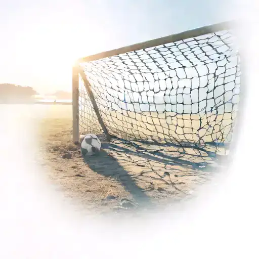 Soccer Field With The Sun And The Ocean Coming From The Net