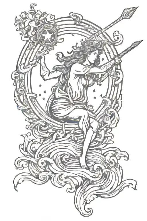 Water With Sagittarius Sign Formed