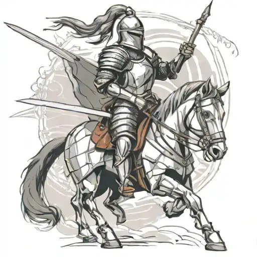 Female Knight Throwing A Spear