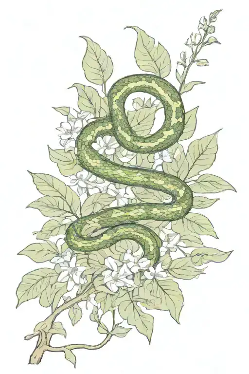 Snake Laying In A Bed Of Morning Glory