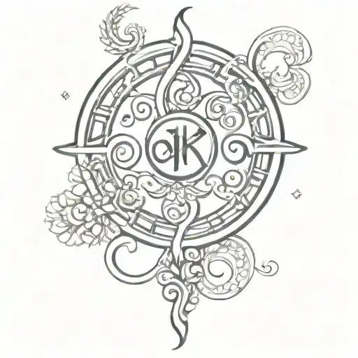 Gemini And Karma Written Within Karma Sign Tattoo Design
