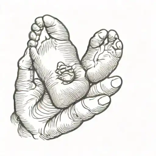 A Woman Holding A Baby Foot Print