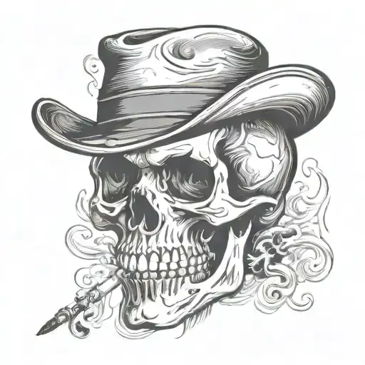 Smoking Skull Wearing A Hat