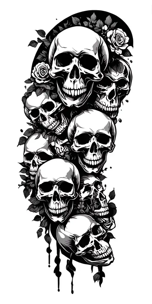 Skulls Connected Up Arm Sleeve No Background