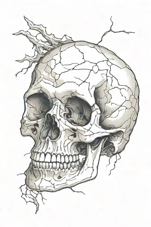 Cracked Ancient Skull