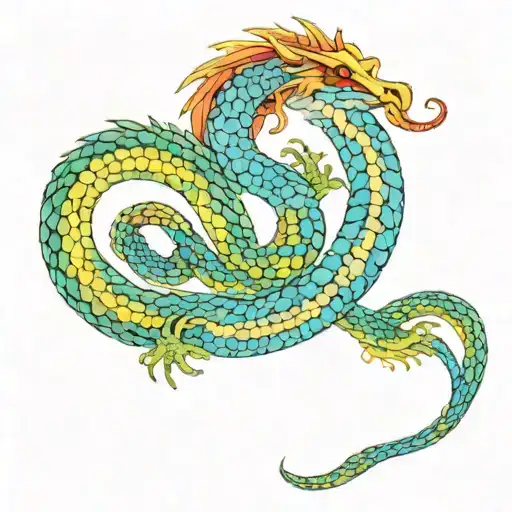A Colored Snake Or Colored Dragon That Goes Around The Hand