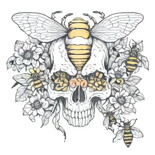 Bees Skull Adorned
