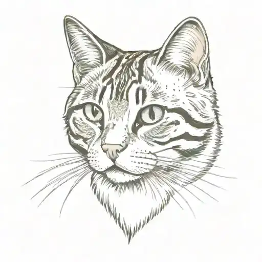 Traditional Face On Tabby Cat Head