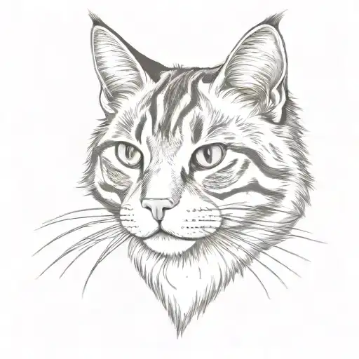 Traditional Side Facing Mainecoon Cat Head
