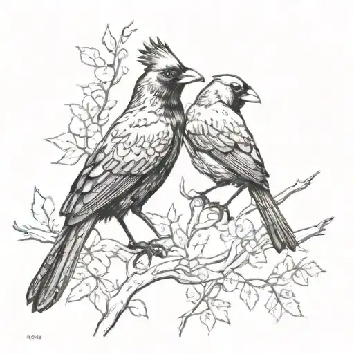 Crow And Cardinal