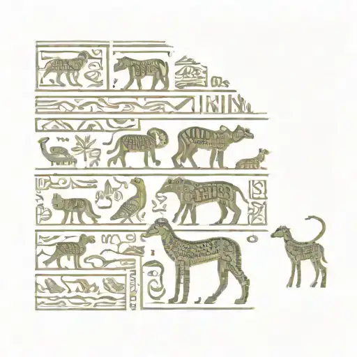 An Egyptian Hieroglyphic Inspired Design Featuring Animals From Animal Planet