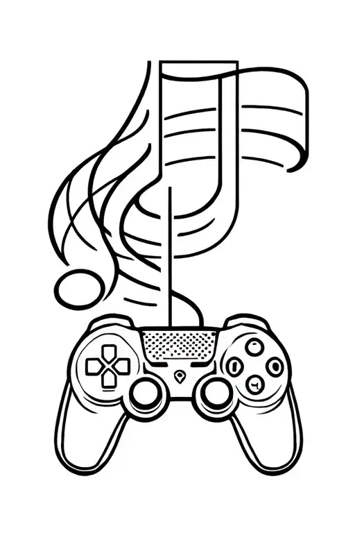A Tattoo Of A Music Note Intertwined With A Gaming Controller
