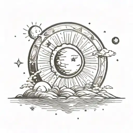 Moon And Sun Setting