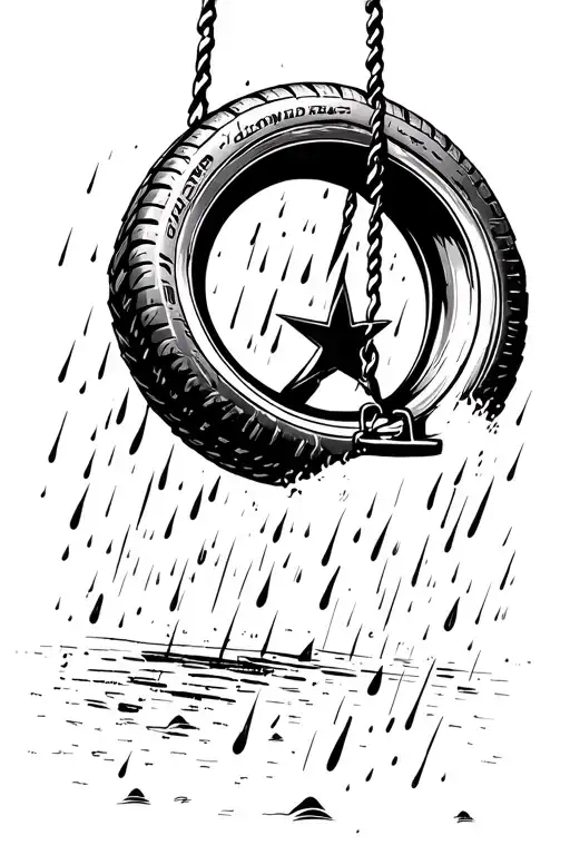 Tire Swing In Rain Falling Star