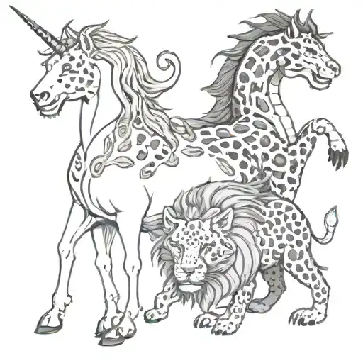 A Unicorn And A Dragon And A Lion And Leopard