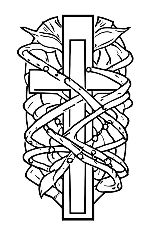 Cross With Rosary Wrapped
