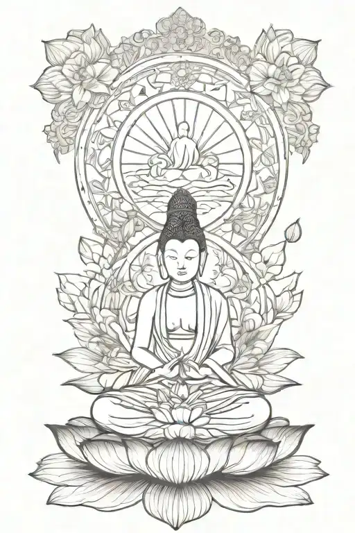 Lotus And Meditation Scene