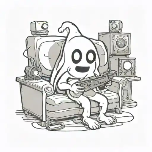 Cartoon Ghost Playing Videogames