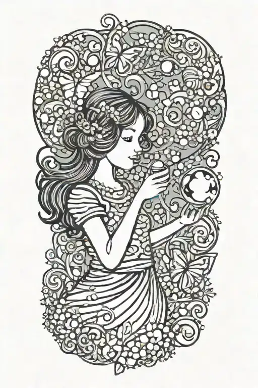 Girl Blowing Butterfly Bubbles